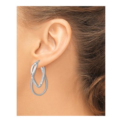 Sterling Silver 37mm Textured Hoop Earrings – view 4