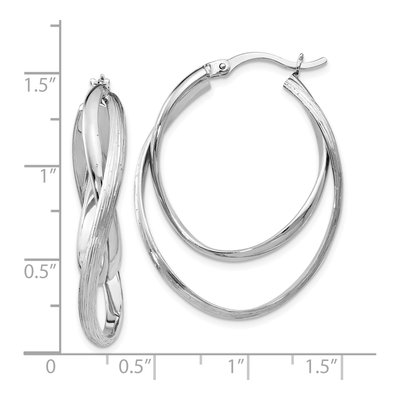 Sterling Silver 37mm Textured Hoop Earrings – view 5