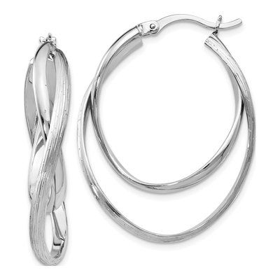 Sterling Silver 37mm Textured Hoop Earrings