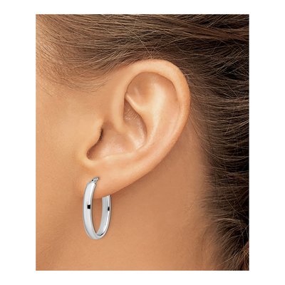 Sterling Silver Oval Hoop Earrings – view 4