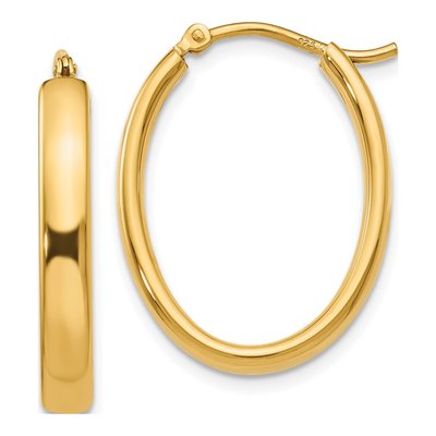 Gold-Plated Sterling Silver Oval Hoop Earrings