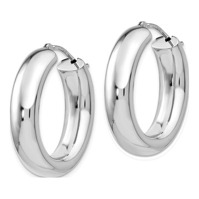 Sterling Silver 27mm Oval Hoop Earrings – view 3