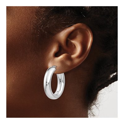 Sterling Silver 27mm Oval Hoop Earrings – view 4
