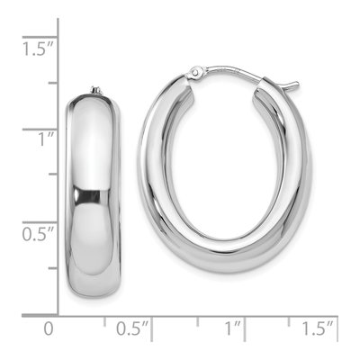 Sterling Silver 27mm Oval Hoop Earrings – view 5