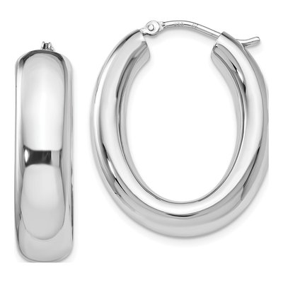 Sterling Silver 27mm Oval Hoop Earrings