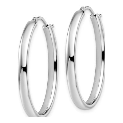 Sterling Silver Oval Hoop Earrings – view 3