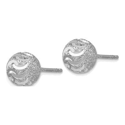 Sterling Silver Diamond-Cut Ball Stud Earrings – view 3