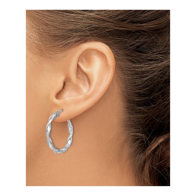 Sterling Silver 27mm Twisted Hoop Earrings – view 4