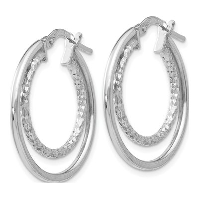 Sterling Silver Diamond-Cut Hoop Earrings | Leslie's – view 3