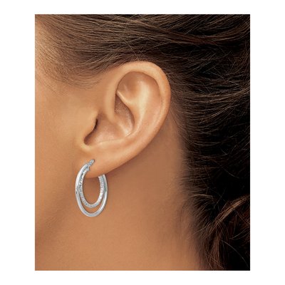 Sterling Silver Diamond-Cut Hoop Earrings | Leslie's – view 4