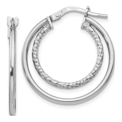 Sterling Silver 25mm Diamond-Cut Hoop Earrings