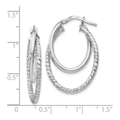 Sterling Silver 32mm Diamond-Cut Oval Hoop Earrings – view 5