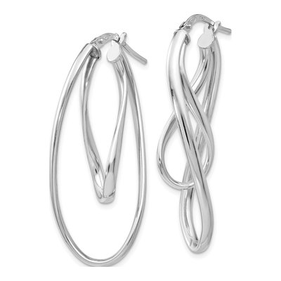 Sterling Silver 40mm Twisted Oval Hoop Earrings – view 3