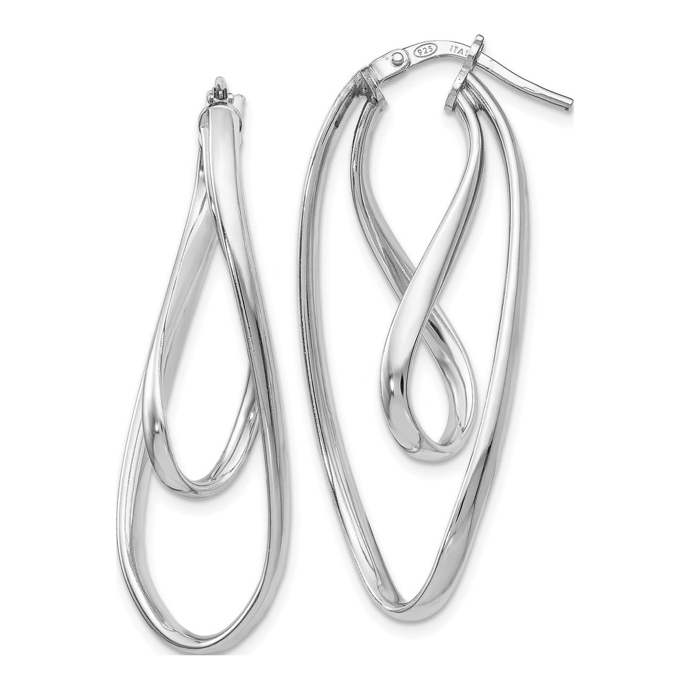 Sterling Silver 40mm Twisted Oval Hoop Earrings