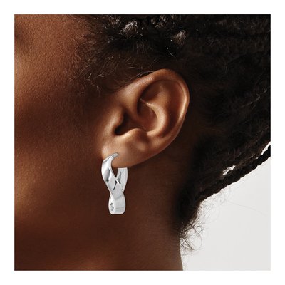 Sterling Silver 27mm Twisted Hoop Earrings – view 4