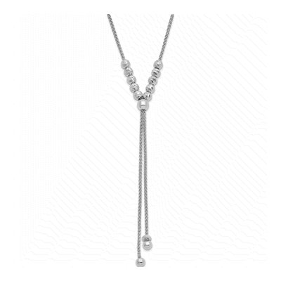 Sterling Silver Adjustable Diamond-Cut Necklace
