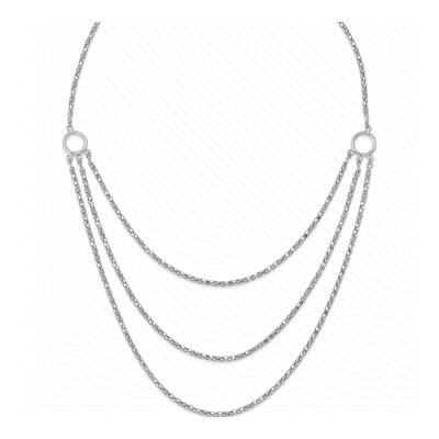 Sterling Silver 3-Layer Fancy Necklace