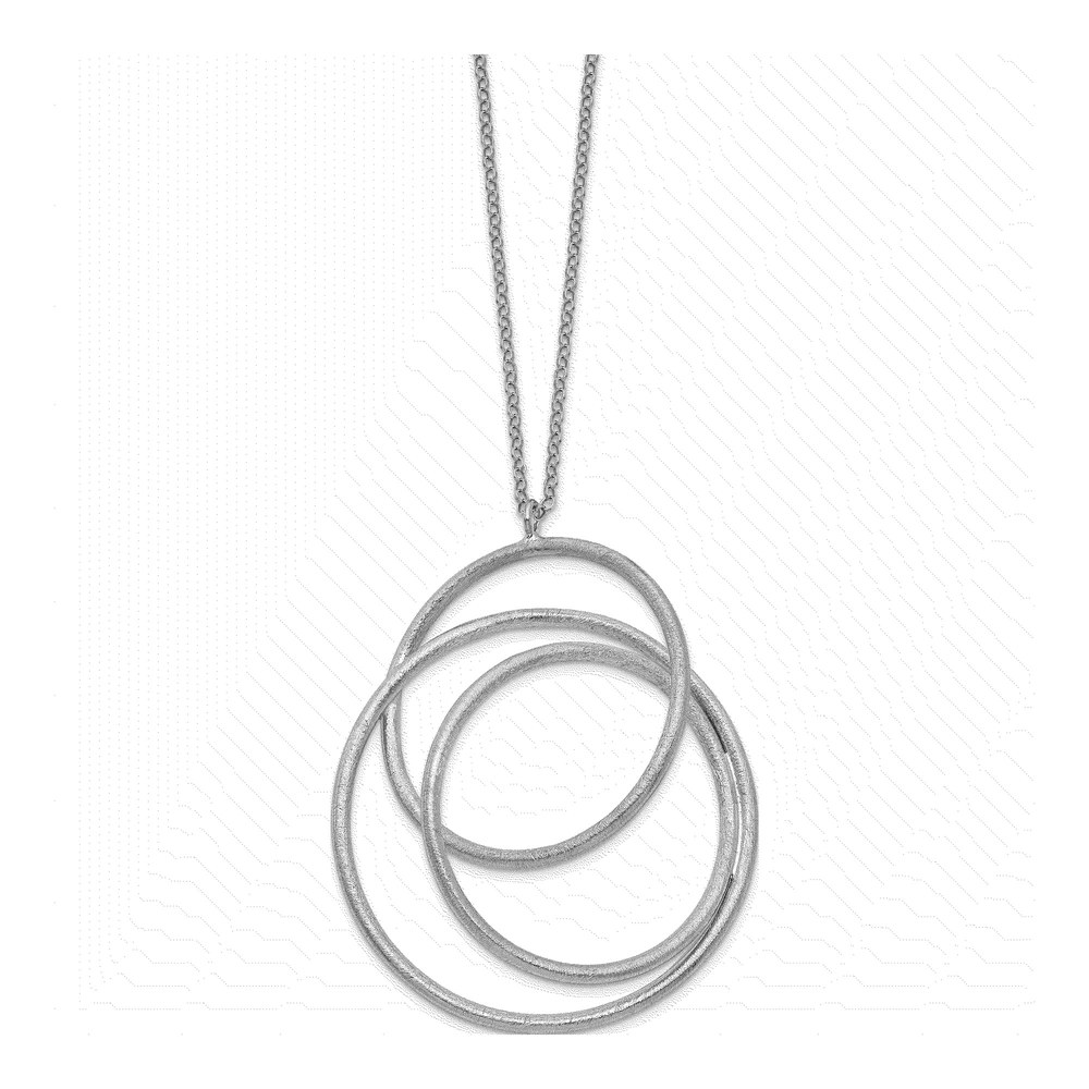 Sterling Silver Rhodium Brushed Necklace, 35.5"