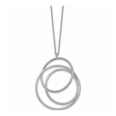 Sterling Silver Rhodium Brushed Necklace, 35.5"