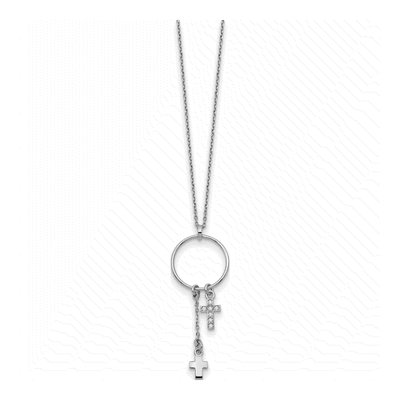 Sterling Silver CZ Cross Pendant Necklace – view 3