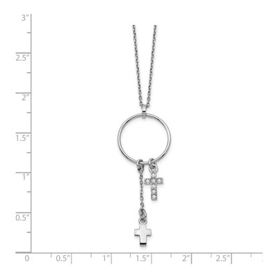Sterling Silver CZ Cross Pendant Necklace – view 5