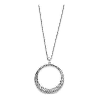 Sterling Silver Diamond-Cut Circle Pendant Necklace – view 2