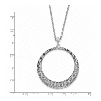Sterling Silver Diamond-Cut Circle Pendant Necklace – view 4