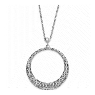 Sterling Silver Diamond-Cut Circle Pendant Necklace