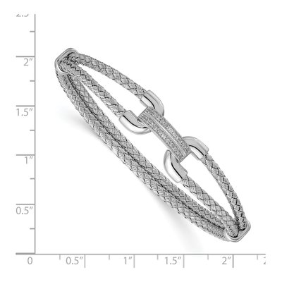 Sterling Silver CZ Woven Flexible Cuff Bracelet – view 2