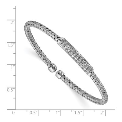 Sterling Silver CZ Woven Flexible Cuff Bracelet – view 2
