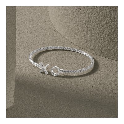 Sterling Silver CZ Woven Cuff Bracelet – view 4