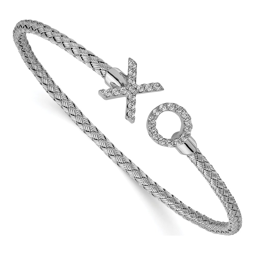 Sterling Silver CZ Woven Cuff Bracelet