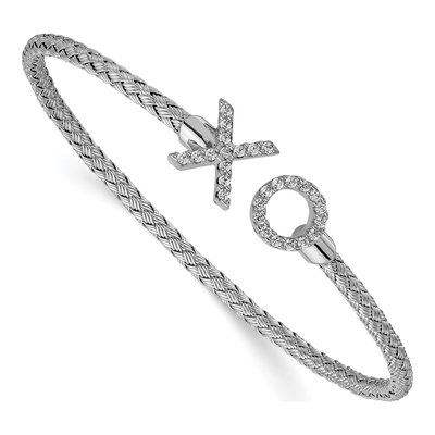 Sterling Silver CZ Woven Cuff Bracelet