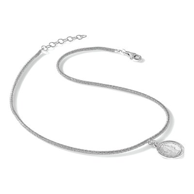 Sterling Silver Rhod-Plat Elizabeth II Medal Necklace – view 4
