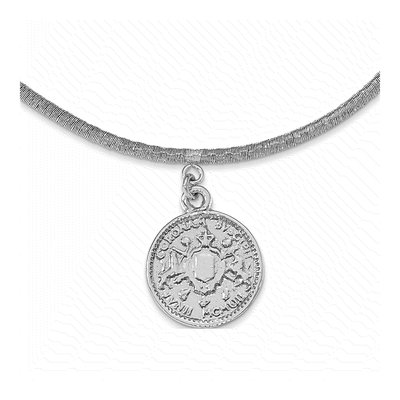 Sterling Silver Rhod-Plat Elizabeth II Medal Necklace