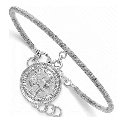 Sterling Silver Elizabeth II Medal Charm Bracelet – view 3