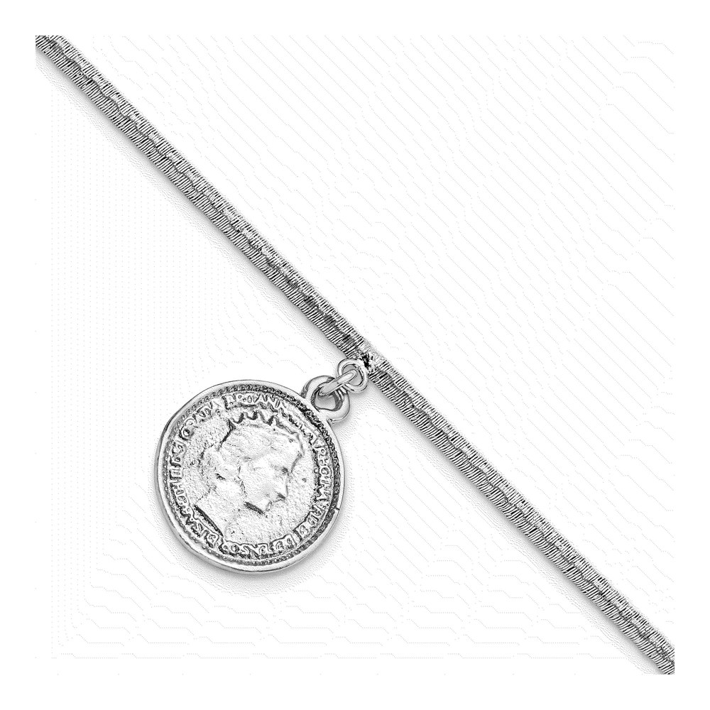 Sterling Silver Elizabeth II Medal Charm Bracelet
