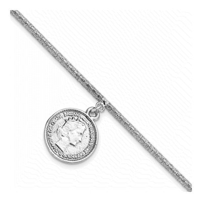 Sterling Silver Elizabeth II Medal Charm Bracelet