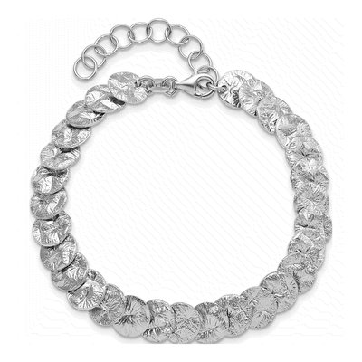 Sterling Silver Rhod-Pt Textured Reversible Bracele Bracelet – view 3