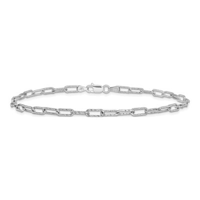 Sterling Silver 1.62mm Textured Link Anklet – view 4