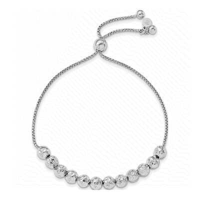 Sterling Silver Hammered Beaded Adjustable Bracelet – view 2