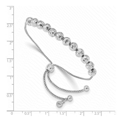 Sterling Silver Hammered Beaded Adjustable Bracelet – view 3