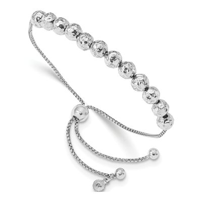 Sterling Silver Hammered Beaded Adjustable Bracelet