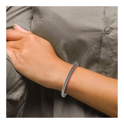 Sterling Silver Ruthenium-Plated Layered Bangle Bracelet – view 6