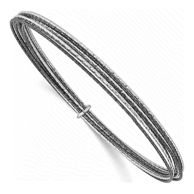 Sterling Silver Ruthenium-Plated Layered Bangle Bracelet
