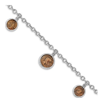 Sterling Silver Bronze Roman Coin Bracelet – view 3