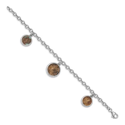 Sterling Silver Bronze Roman Coin Bracelet – view 5