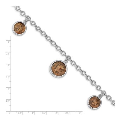 Sterling Silver Bronze Roman Coin Bracelet – view 6
