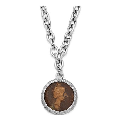 Sterling Silver Roman Coin Pendant Necklace