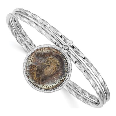 Sterling Silver Roman Coin Bangle Bracelet – view 3
